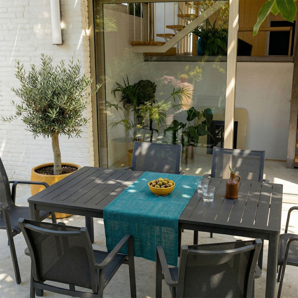 David & Victoria set pranzo da giardino con tavolo a doghe e 6 sedie
