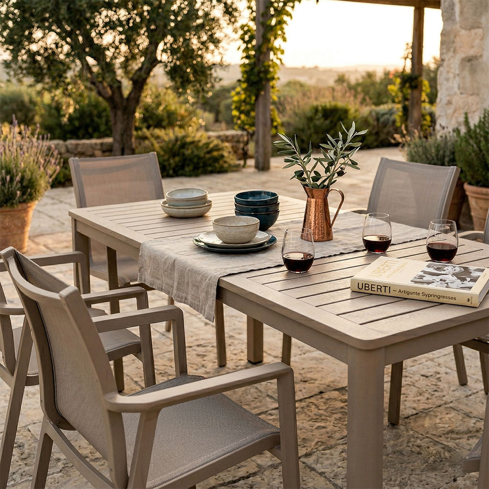 David & Victoria set pranzo da giardino con tavolo a doghe e 6 sedie