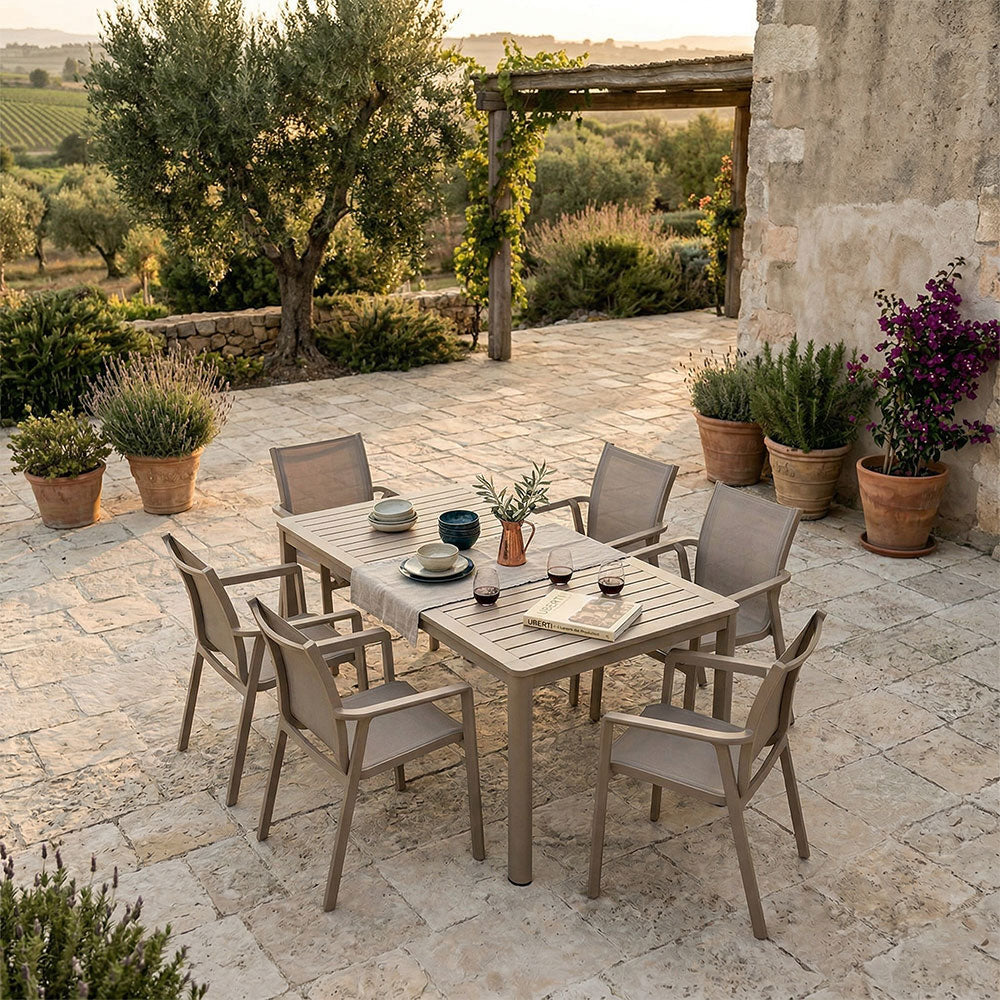 David & Victoria set pranzo da giardino con tavolo a doghe e 6 sedie
