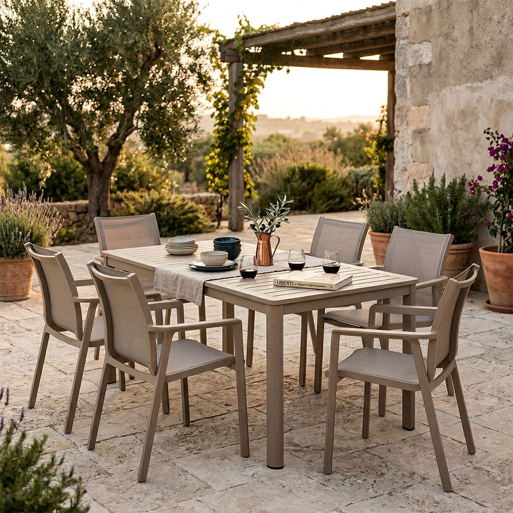 David & Victoria set pranzo da giardino con tavolo a doghe e 6 sedie