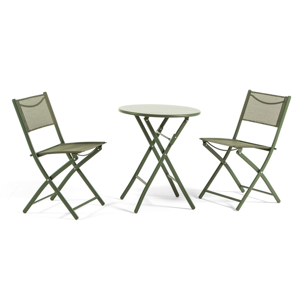 Nemo + Lilia set pieghevole da esterno con tavolo e 2 sedie, colore oliva