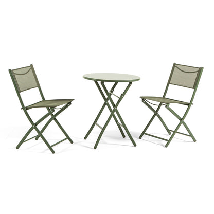 Nemo + Lilia set pieghevole da esterno con tavolo e 2 sedie, colore oliva
