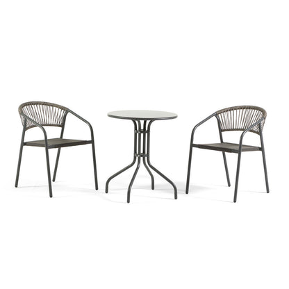 Max + Gaia set da esterno con tavolino e sedie impilabili, colore grigio scuro