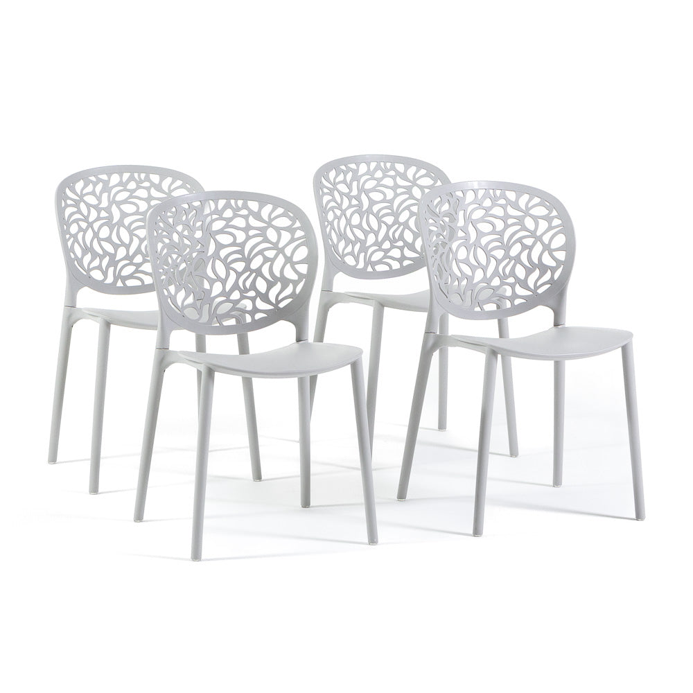 Leda – sedia in polipropilene dal design naturale, colore grigio chiaro