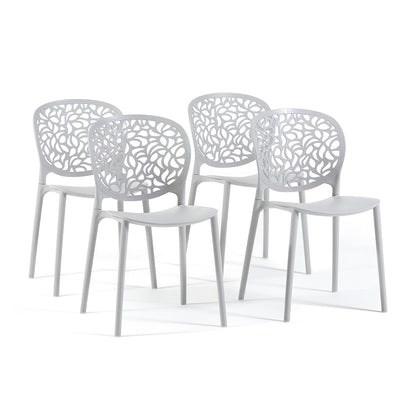 Leda – sedia in polipropilene dal design naturale, colore grigio chiaro