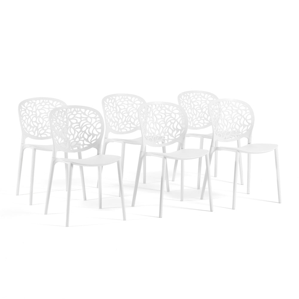 Leda – sedia in polipropilene dal design naturale, colore bianco