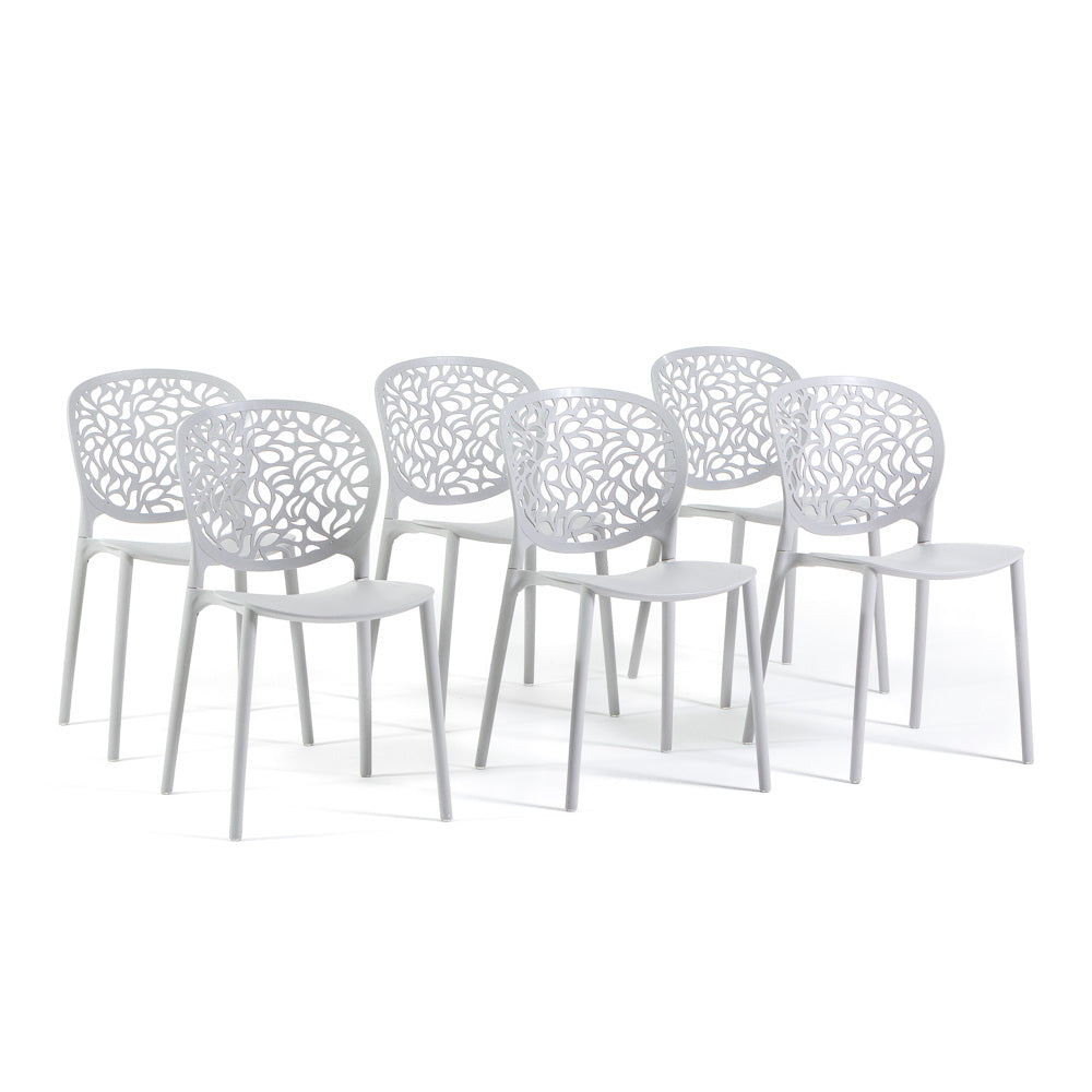 Leda – sedia in polipropilene dal design naturale, colore grigio chiaro