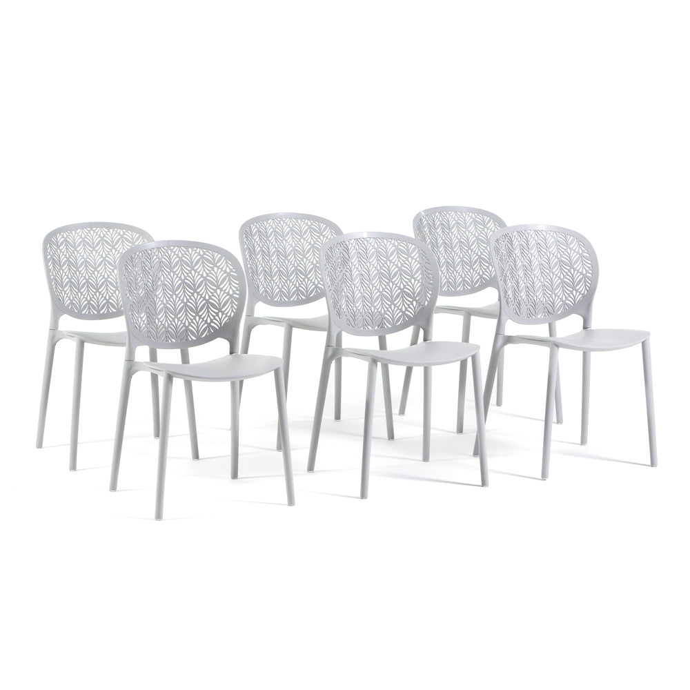 Lulù – sedia da esterno in polipropilene dal design decorativo, colore grigio chiaro