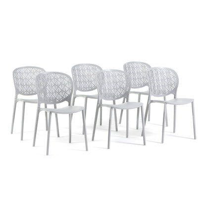 Lulù – sedia da esterno in polipropilene dal design decorativo, colore grigio chiaro