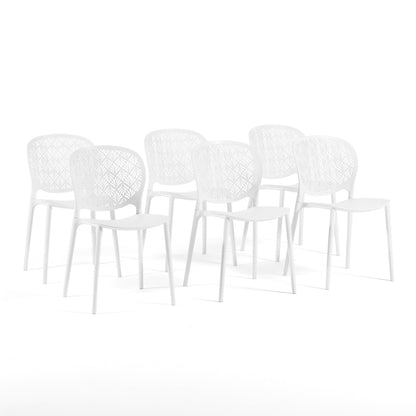 Lulù – sedia da esterno in polipropilene dal design decorativo, colore bianco