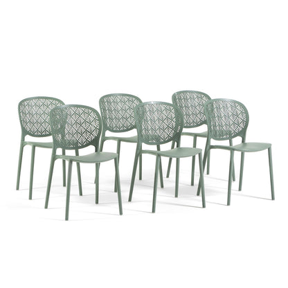 Lulù – sedia da esterno in polipropilene dal design decorativo, colore salvia