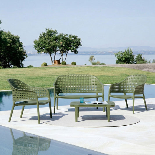 Sirmione – set da giardino in polipropilene effetto intreccio