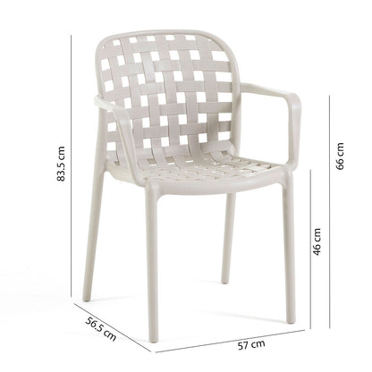 Rebecca – sedia effetto rattan in polipropilene con braccioli
