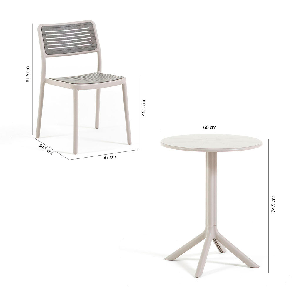 Elia + Molly set da esterno con tavolo e 2 sedie versatile