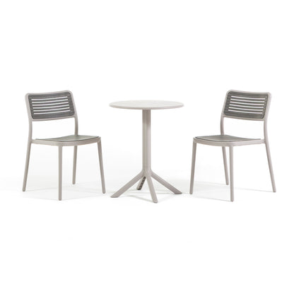 Elia + Molly set da esterno con tavolo e 2 sedie versatile, colore grigio