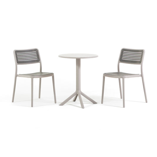 Elia + Molly set da esterno con tavolo e 2 sedie versatile, colore grigio