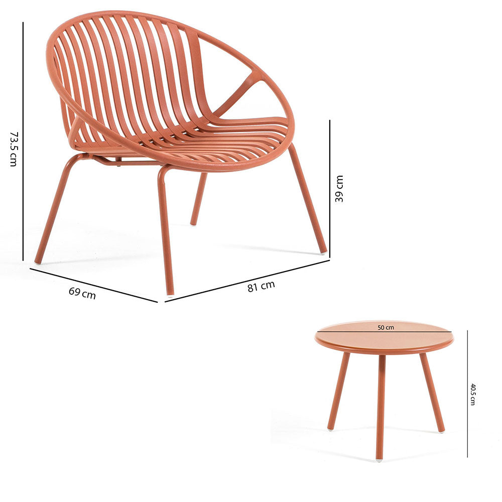 Tilde – set da giardino con 2 poltrone e tavolino Ø50 cm