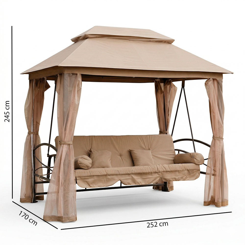Cleopatra – Dondolo con gazebo trasformabile in letto per 3 persone