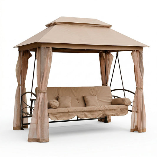 Cleopatra – Dondolo con gazebo trasformabile in letto per 3 persone