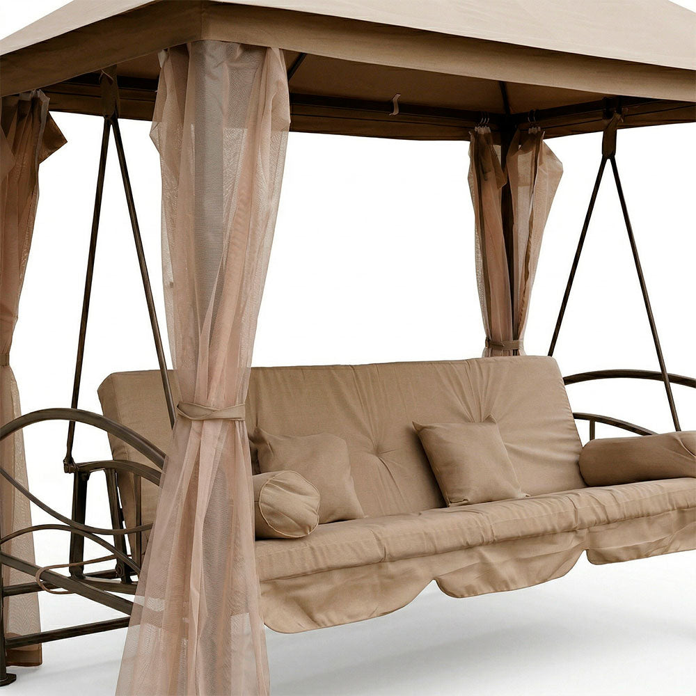 Cleopatra – Dondolo con gazebo trasformabile in letto per 3 persone