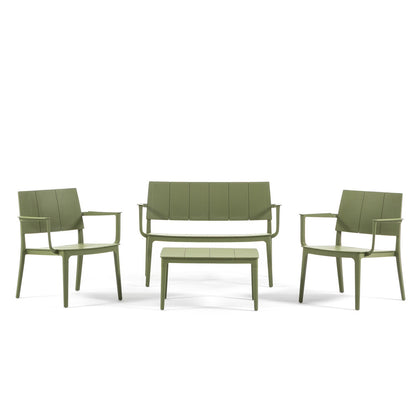Merano – set da giardino in polipropilene effetto doghe, colore verde muschio