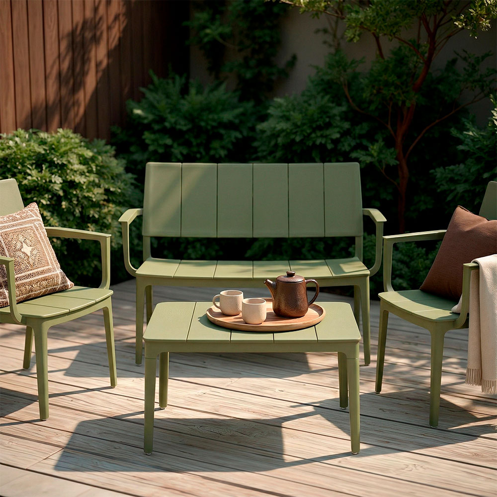 Merano – set da giardino in polipropilene effetto doghe