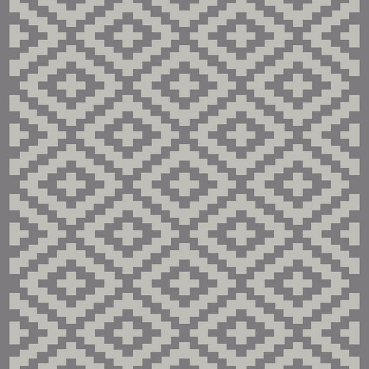 Tappeto da esterno in polipropilene intrecciato lavabile, colore rombi grigio, dimensione 210x150 cm