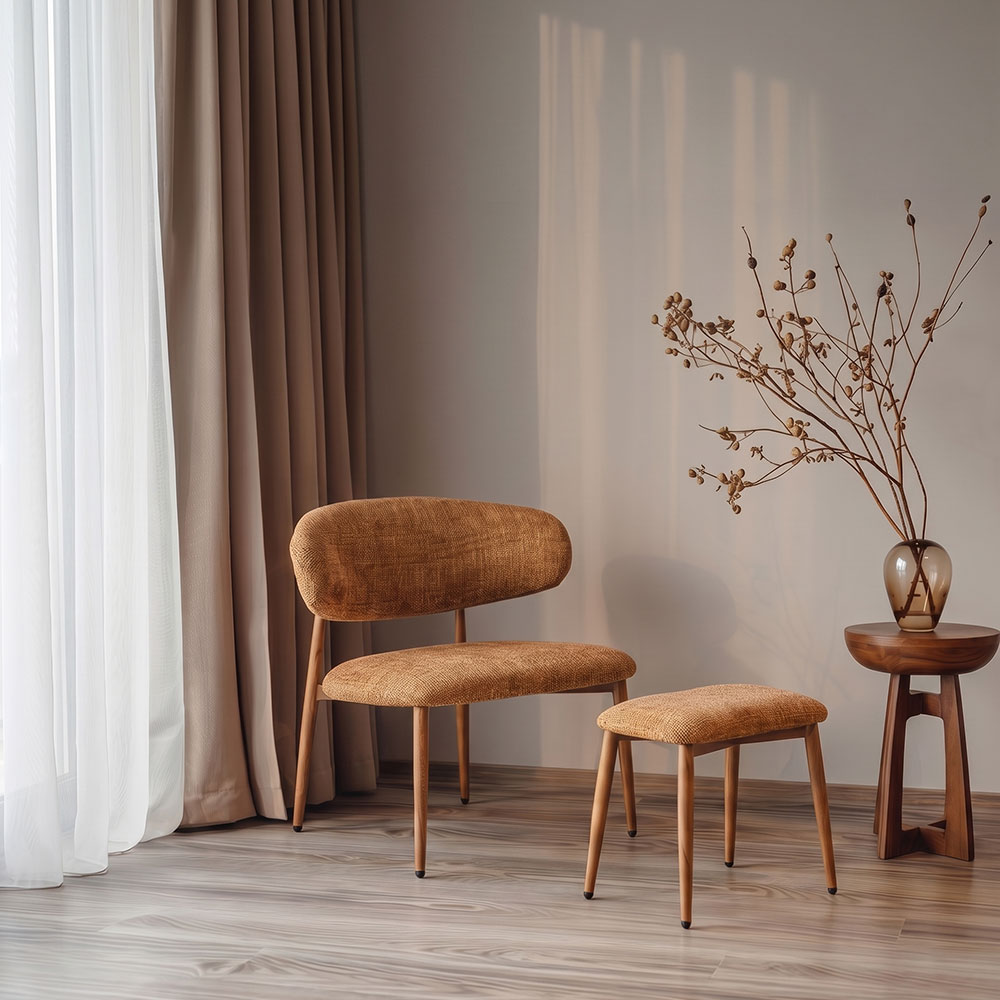 Anastasia – poltrona relax in bouclé con poggiapiedi