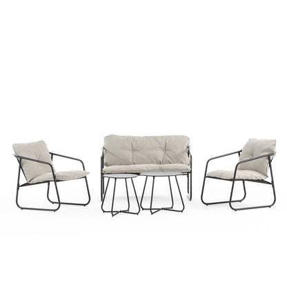 Linosa – set lounge da giardino in acciaio e tessuto, colore beige
