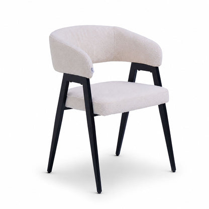 Vera – sedia in bouclé con gambe in metallo nero