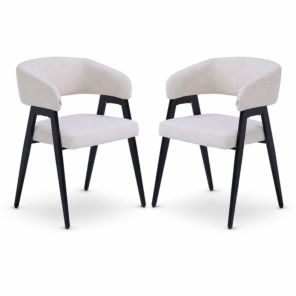 Vera – sedia in bouclé con gambe in metallo nero