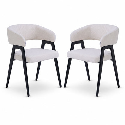 Vera – sedia in bouclé con gambe in metallo nero