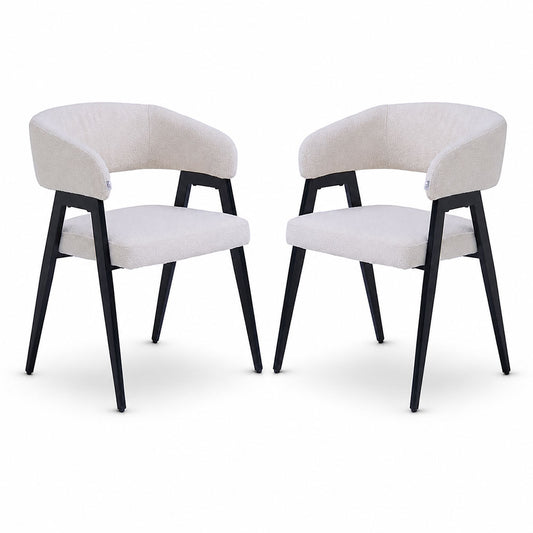 Vera – sedia in bouclé con gambe in metallo nero