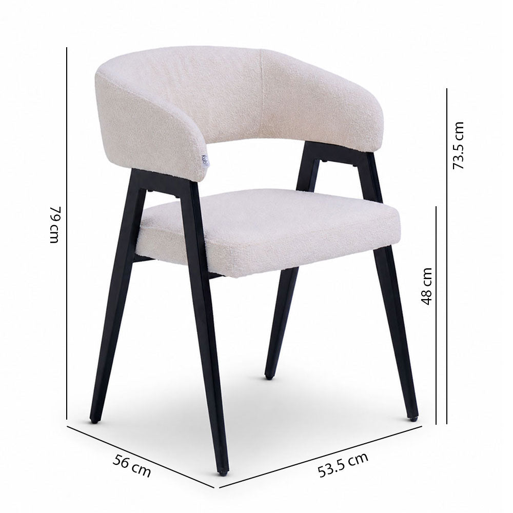 Vera – sedia in bouclé con gambe in metallo nero