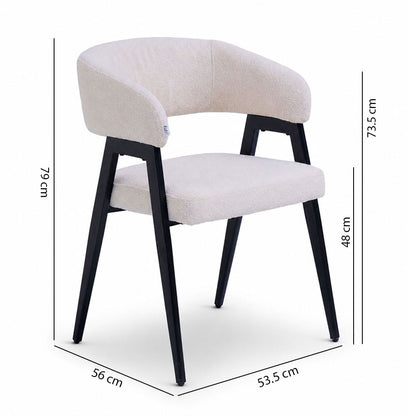 Vera – sedia in bouclé con gambe in metallo nero