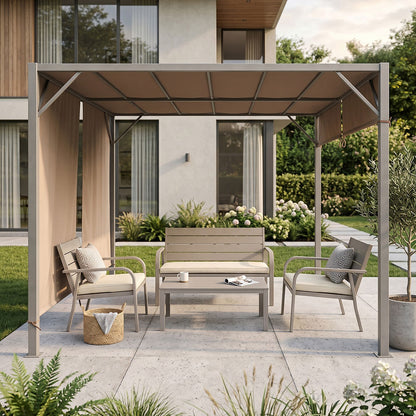 Zephir – pergola da giardino 3x4 m con Tende laterali regolabili