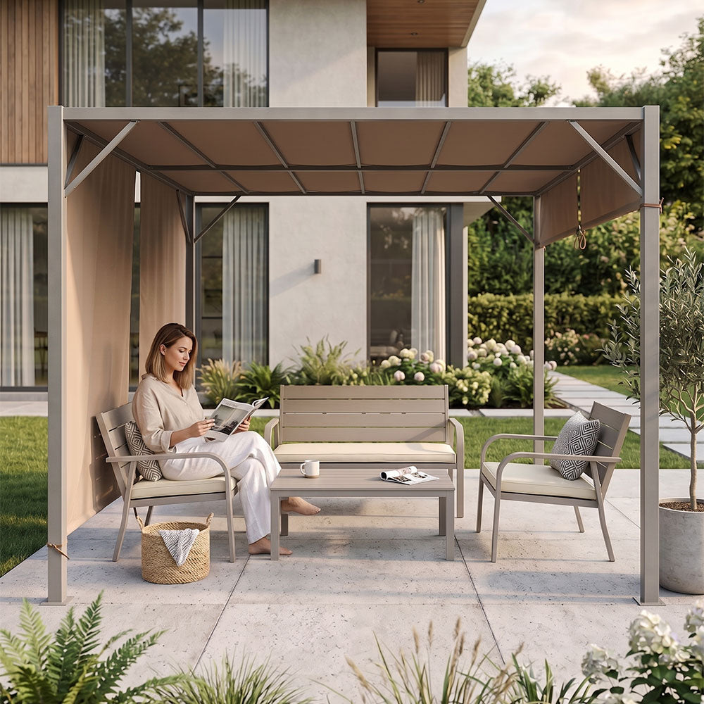 Zephir – pergola da giardino 3x4 m con Tende laterali regolabili