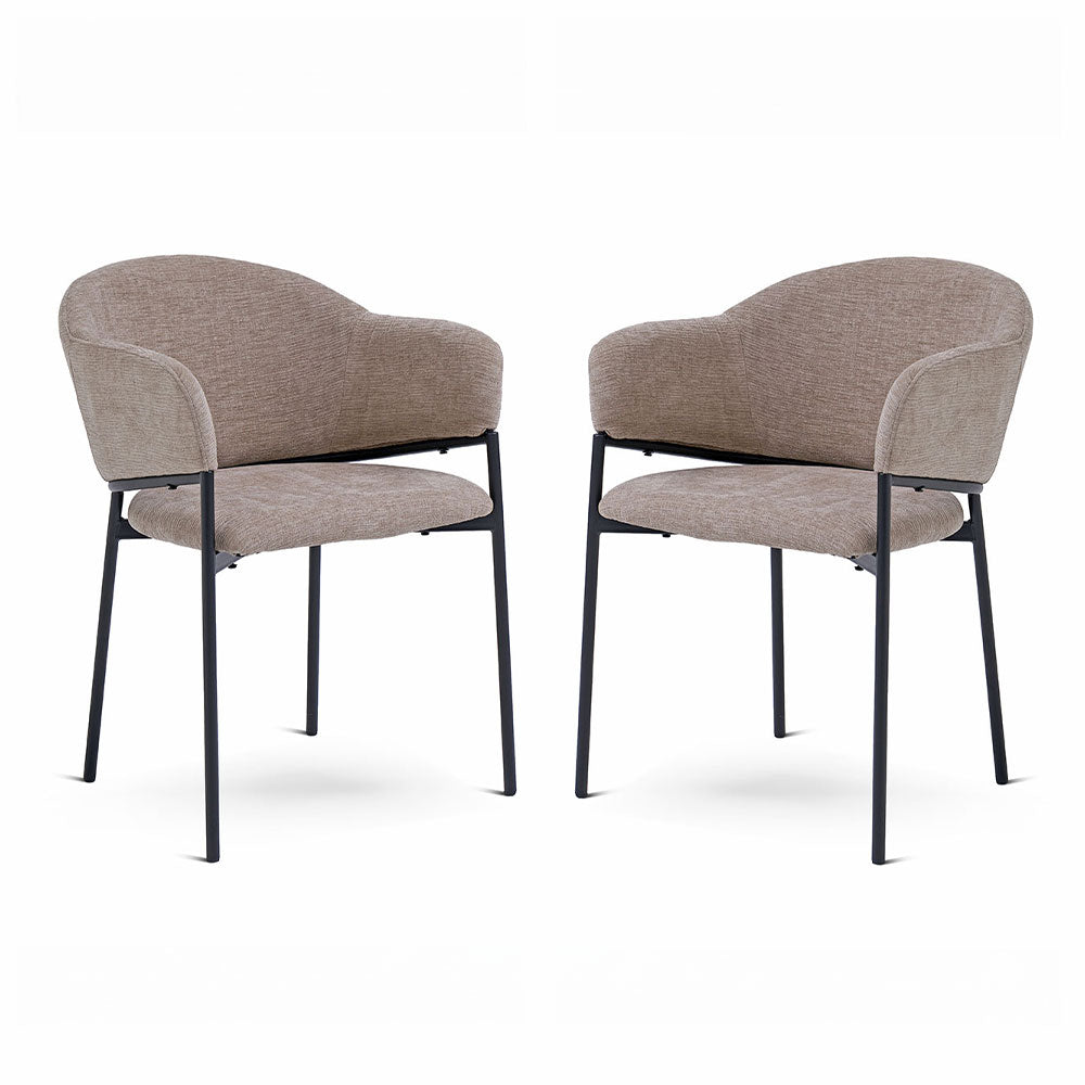 Grace – Poltroncina in tessuto ciniglia con gambe in acciaio, colore tortora