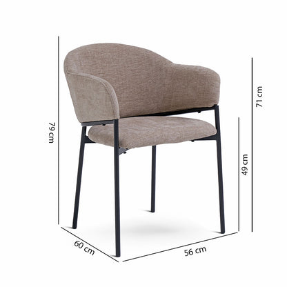 Grace – Poltroncina in tessuto ciniglia con gambe in acciaio