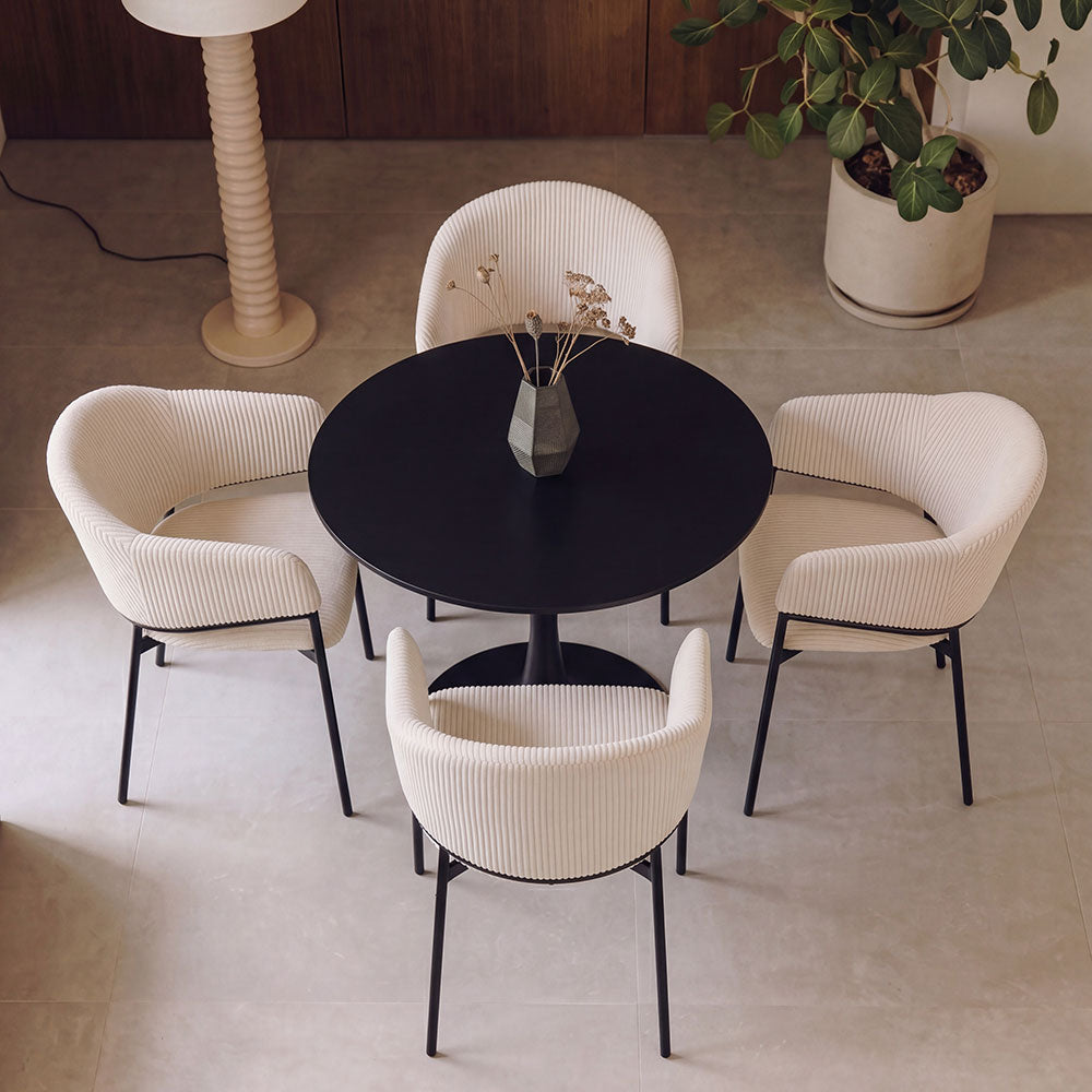 Grace – Poltroncina in velluto a coste con gambe in acciaio