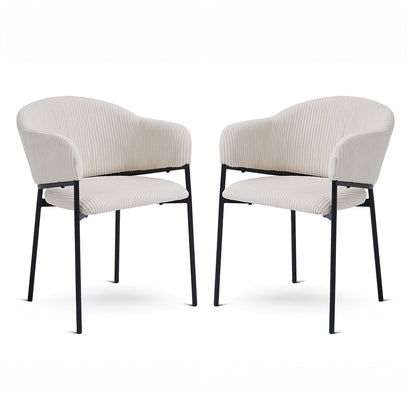 Grace – Poltroncina in velluto a coste con gambe in acciaio, colore burro
