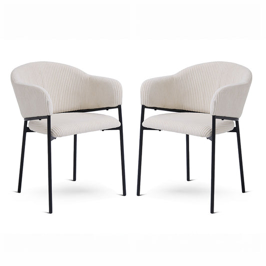 Grace – Poltroncina in velluto a coste con gambe in acciaio, colore burro