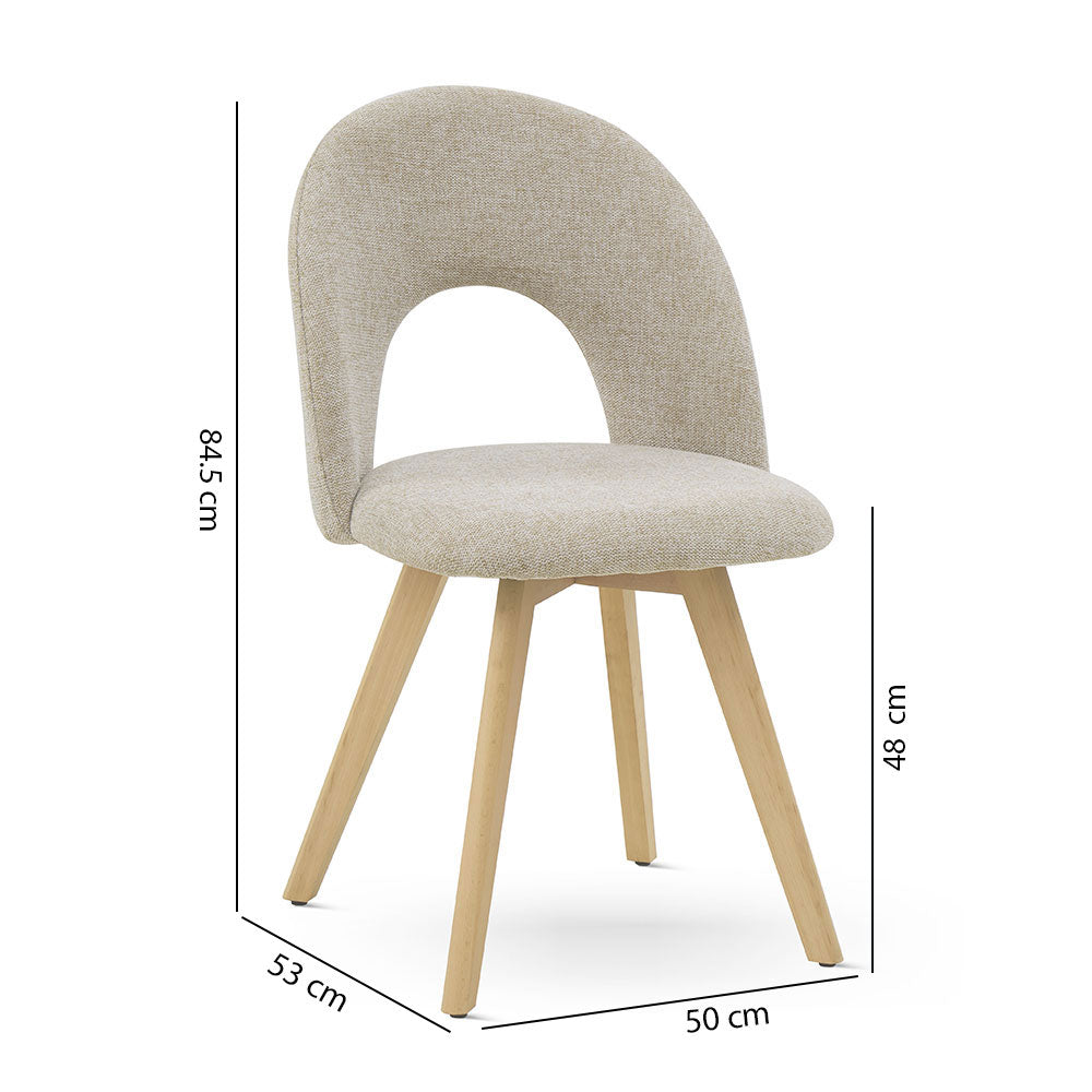 Margot – sedia imbottita in tessuto con gambe in legno