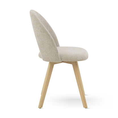Margot – sedia imbottita in tessuto con gambe in legno