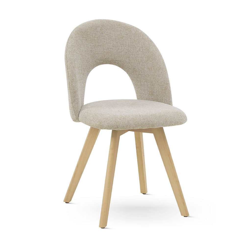 Margot – sedia imbottita in tessuto con gambe in legno