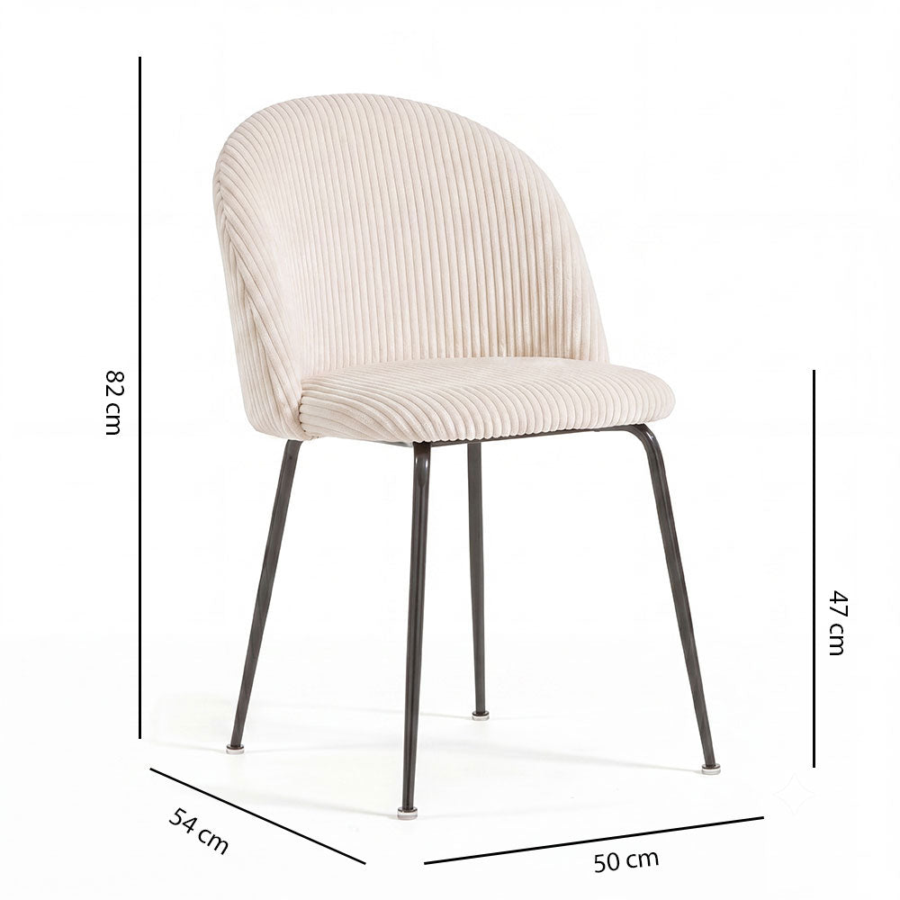 Sara – sedia in velluto a coste larghe con gambe in metallo