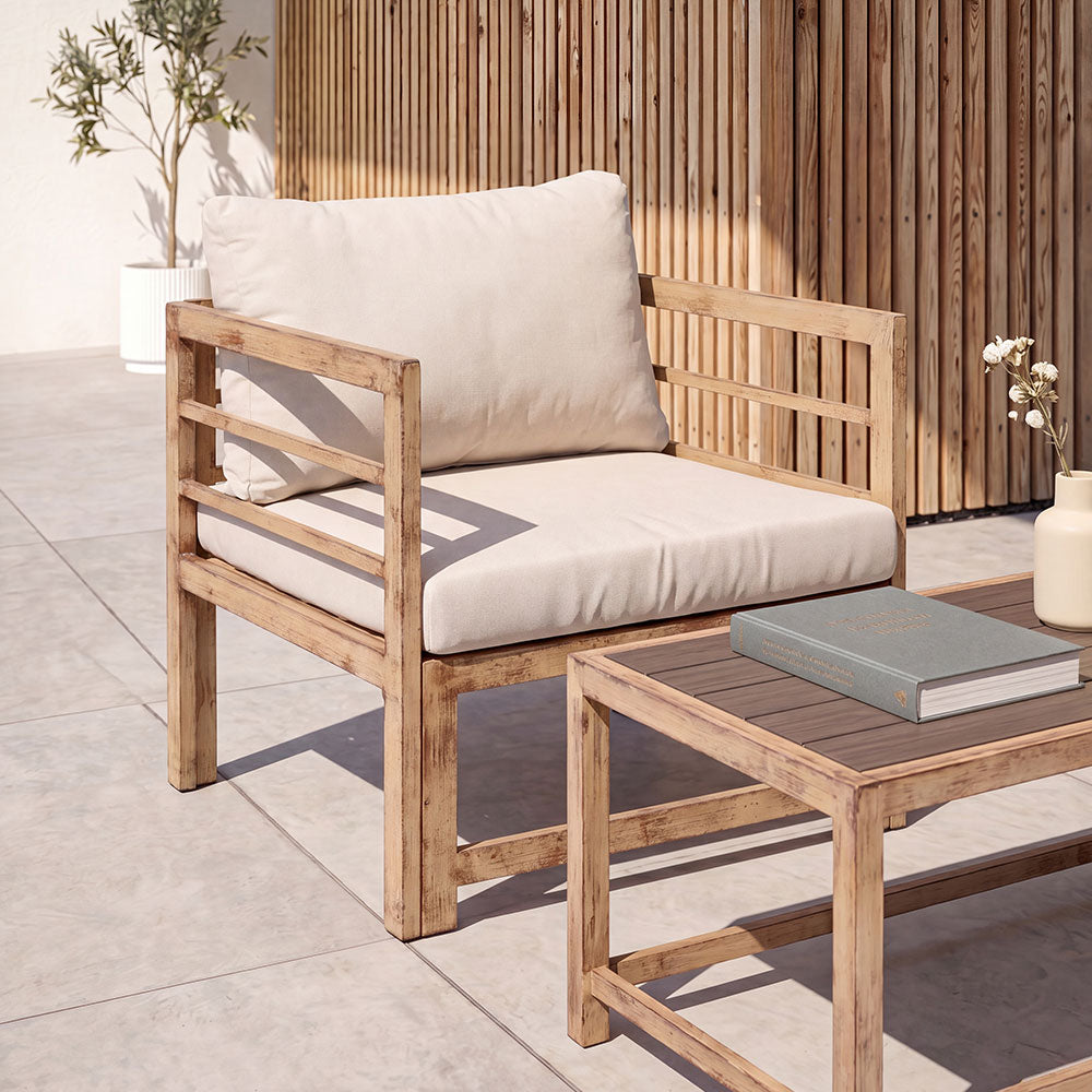Cortina – set da giardino in metallo effetto legno anticato