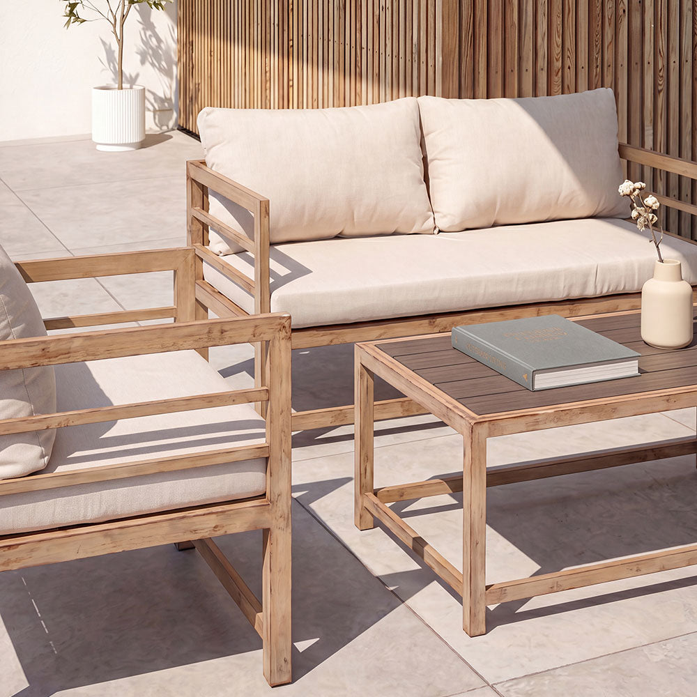 Cortina – set da giardino in metallo effetto legno anticato