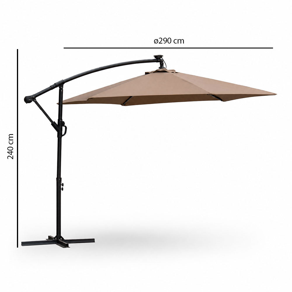 Ponente – ombrellone da giardino 290 cm con illuminazione solare
