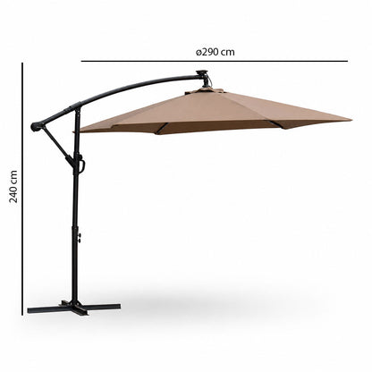 Ponente – ombrellone da giardino 290 cm con illuminazione solare
